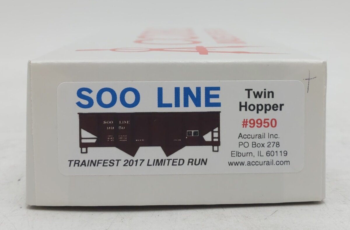 Accurail HO Scale Soo Line Twin Hopper w/ Coal Load #9950 EX/Box