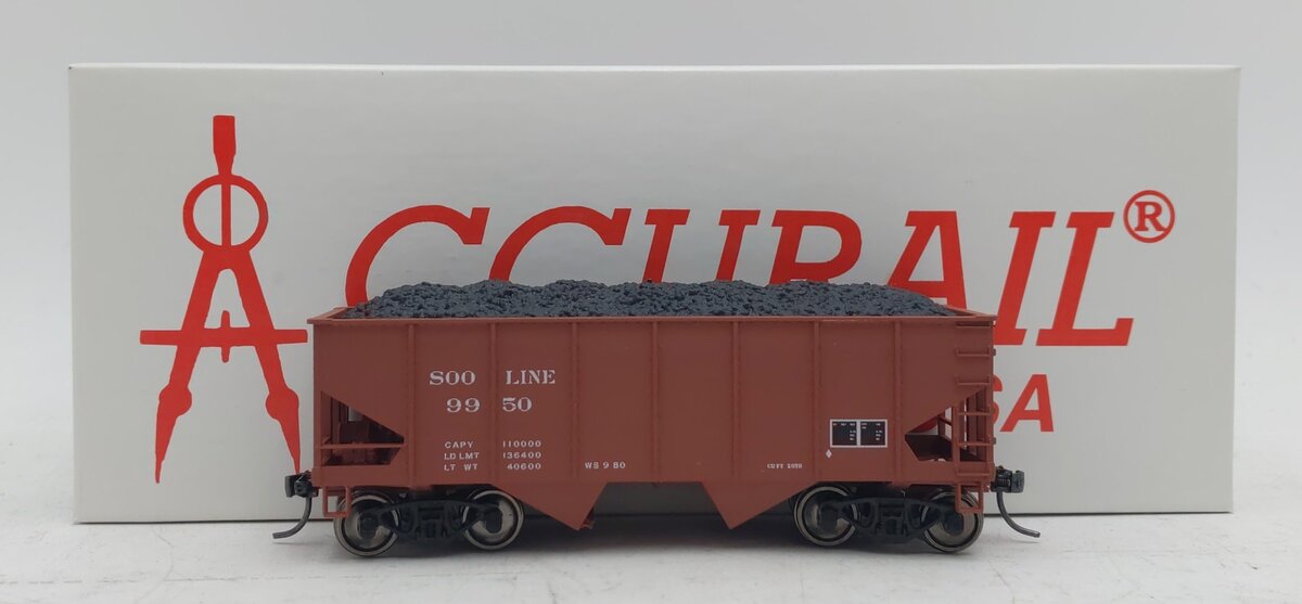 Accurail HO Scale Soo Line Twin Hopper w/ Coal Load #9950 EX/Box