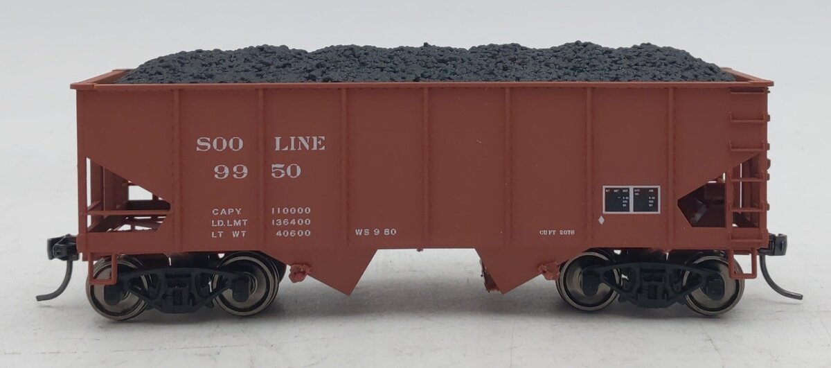 Accurail HO Scale Soo Line Twin Hopper w/ Coal Load #9950 EX/Box