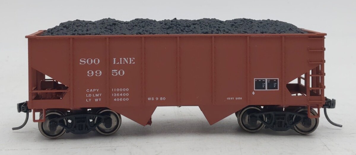 Accurail HO Scale Soo Line Twin Hopper w/ Coal Load #9950 EX/Box