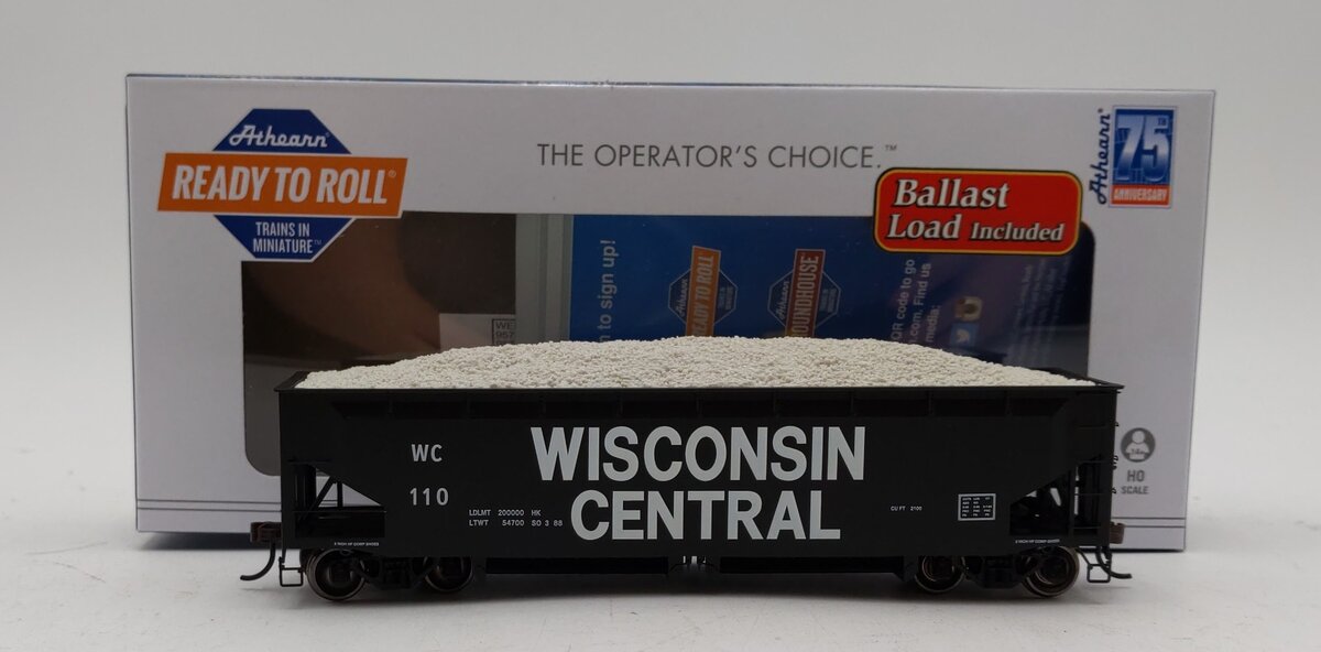 Athearn 7076 HO Wisconsin Central RTR 40' Offset Ballast Hopper with Load #110 LN/Box