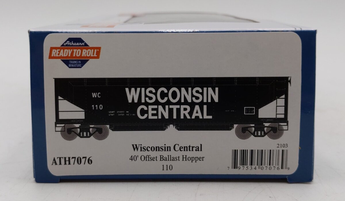 Athearn 7076 HO Wisconsin Central RTR 40' Offset Ballast Hopper with Load #110 LN/Box
