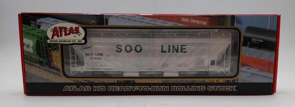 Atlas SLHS-1 HO Scale SOO Line 4650 3-Bay Centerflow Hopper Car #73559 MT/Box