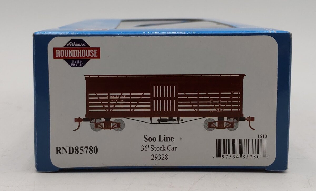 Roundhouse 85780 HO Soo Line 36' Old Time Stock Car #29328 LN/Box