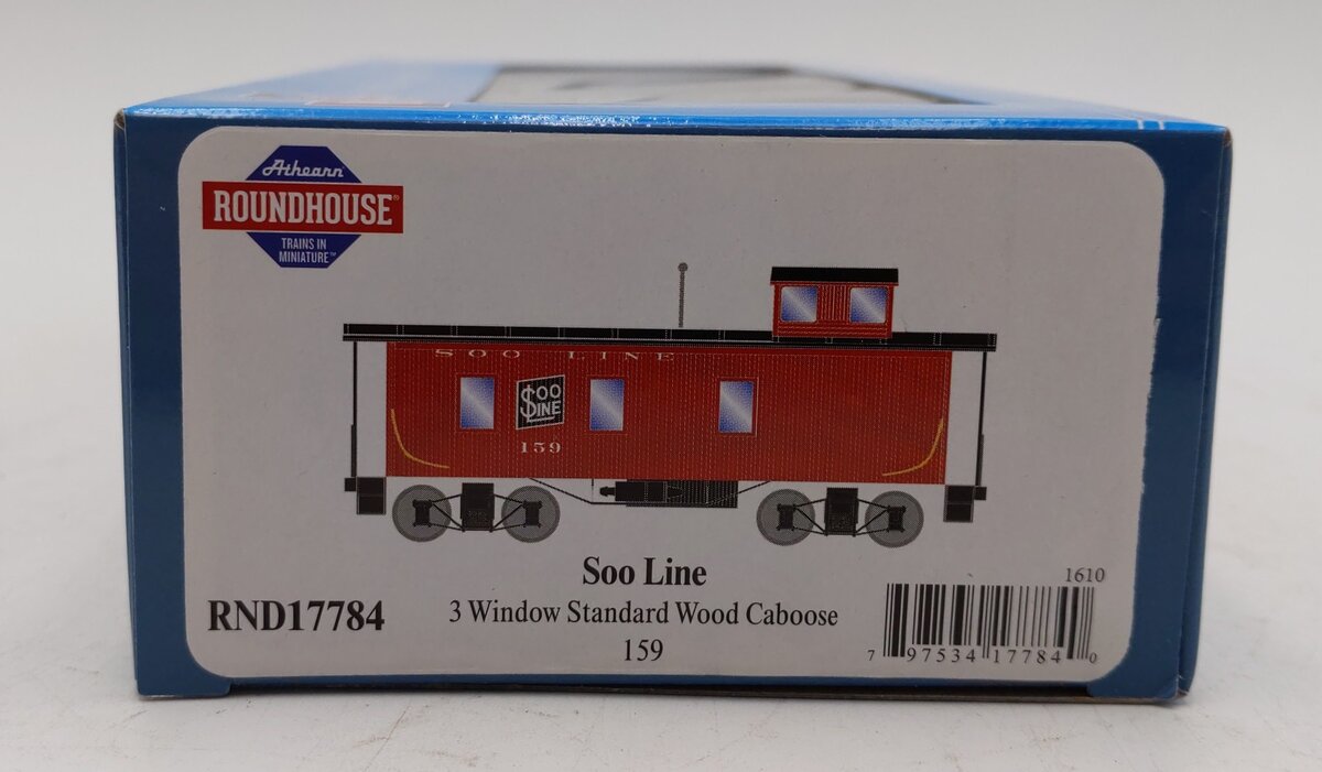 Roundhouse 17784 HO Soo Line 30' 3-Window Caboose #1597 LN/Box