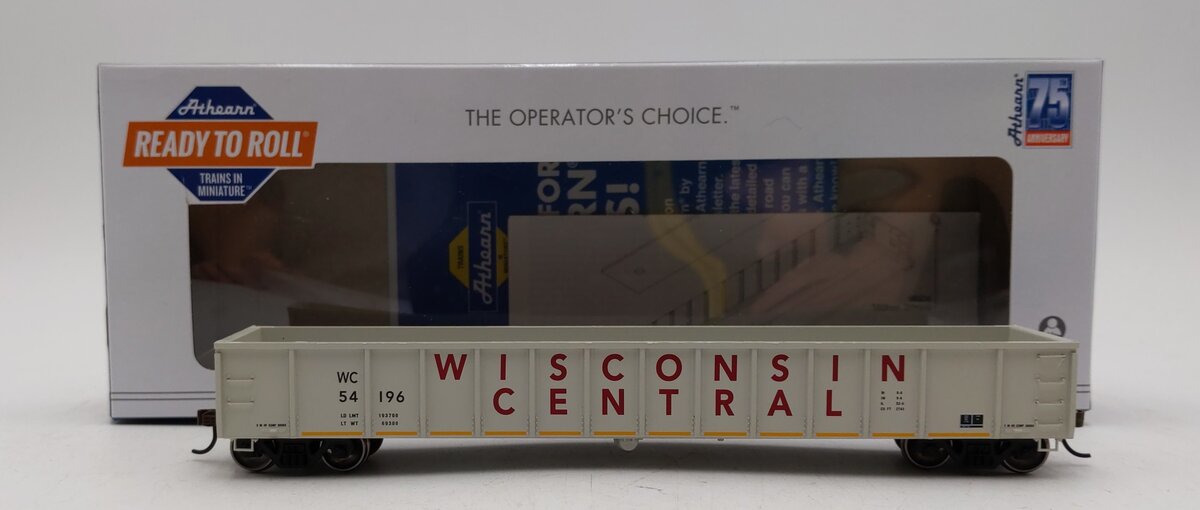 Athearn 8393 HO Wisconsin Central RTR 52' Mill Gondola #54196 LN/Box
