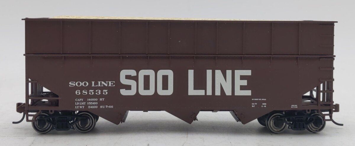 Bowser 60219 HO SOO Line 70 Ton Wood Chip Hopper Car #68535 w/ Ribbed Extension EX/Box
