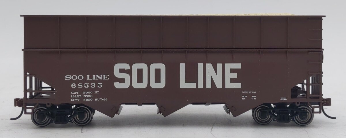 Bowser 60219 HO SOO Line 70 Ton Wood Chip Hopper Car #68535 w/ Ribbed Extension EX/Box