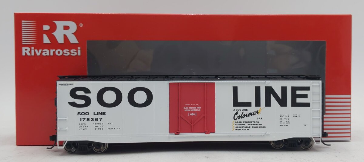 Rivarossi HR6367 HO Soo Line 50ft Boxcar with Plug Door and Roofwalk #178367 NIB