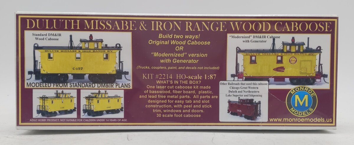 Monroe Models 2214 HO Scale DM&IR Wood Caboose Kit #2214 MT/Box