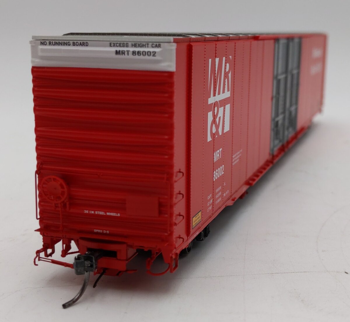 Tangent HO 25070-01 MR&T86' High Cube Double Plug Door Box Car (Red Repained)
