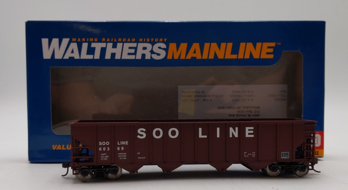 Walthers 910-1974 HO Soo Line 50' 100-Ton 4-Bay Hopper #60369 LN/Box
