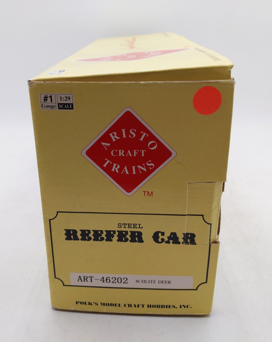 Aristo-Craft 46202 G Scale Schlitz Refrigerator Car (Plastic Wheels) EX/Box