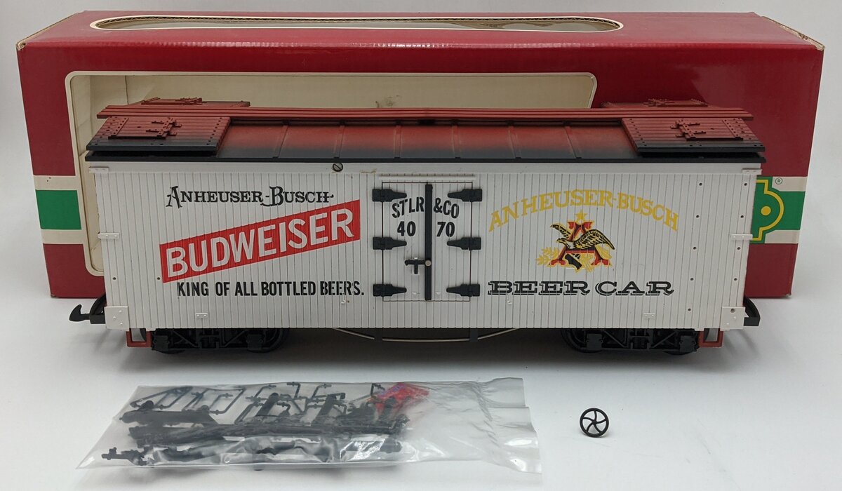 LGB 4070 G Scale Budweiser Woodside Reefer Car #4070 VG/Box