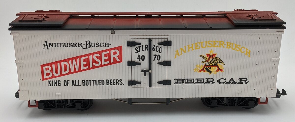LGB 4070 G Scale Budweiser Woodside Reefer Car #4070 VG/Box