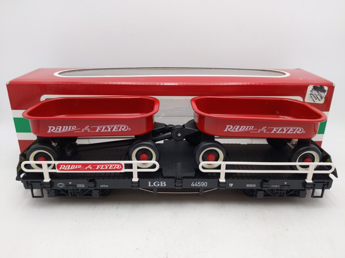 LGB 44590 G Scale Radio Flyer Wagon Flatcar #44590 EX/Box