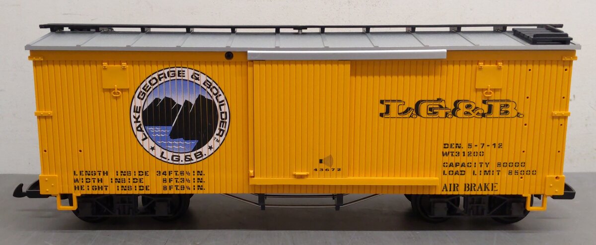LGB 43672 G Scale Lake George & Boulder Boxcar with Sounds EX/Box