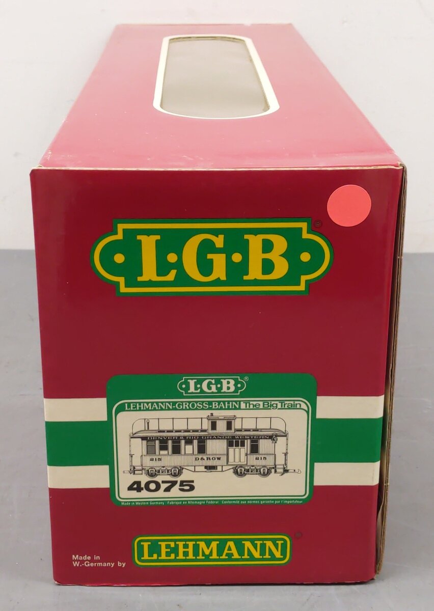 LGB 4075 G Scale Denver & Rio Grande Western Deluxe Drovers Caboose EX/Box