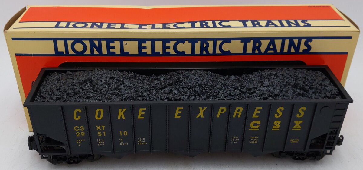 Lionel 6-17120 O Gauge CSX 3-Bay Hopper with Coal Load EX/Box