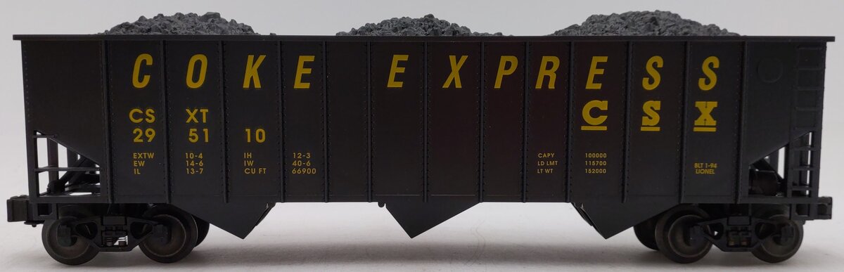 Lionel 6-17120 O Gauge CSX 3-Bay Hopper with Coal Load EX/Box