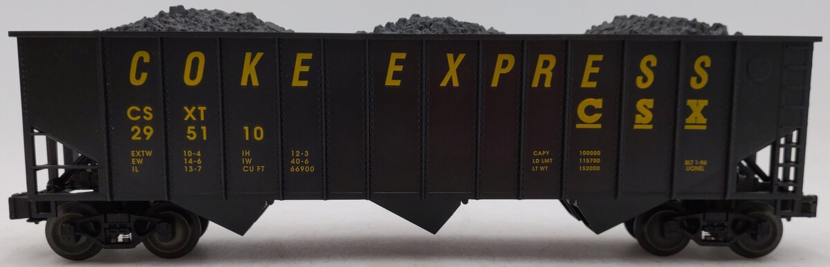 Lionel 6-17120 O Gauge CSX 3-Bay Hopper with Coal Load EX/Box