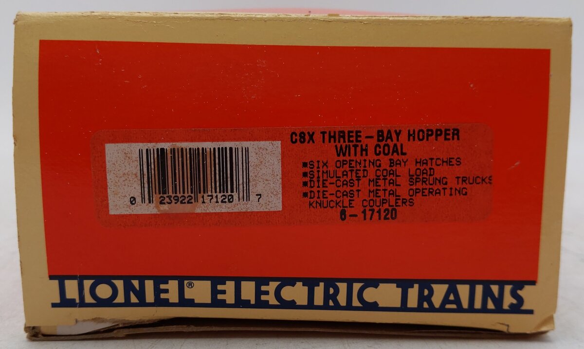 Lionel 6-17120 O Gauge CSX 3-Bay Hopper with Coal Load EX/Box