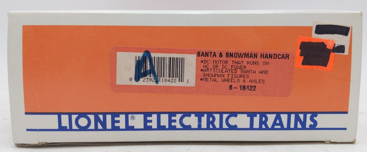 Lionel 6-18422 O Gauge Christmas Santa & Snowman Handcar EX/Box