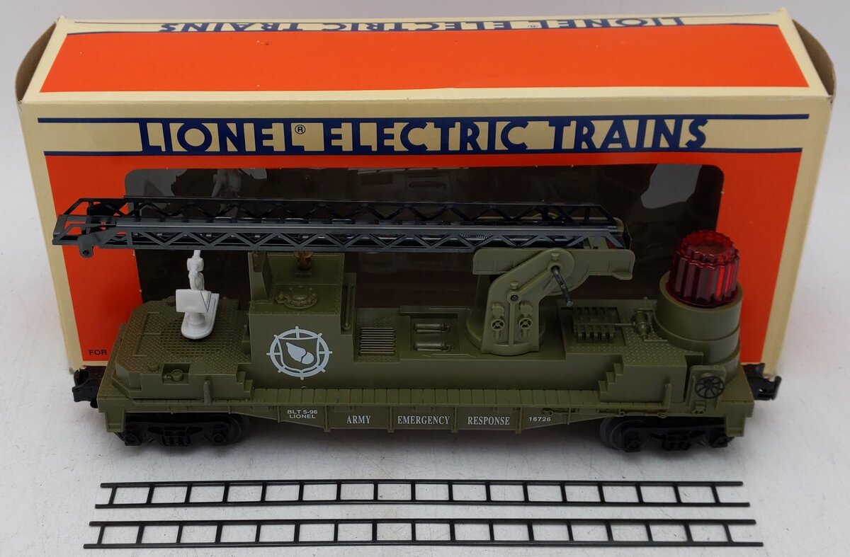 Lionel 6-16726 O Gauge Army Fire Ladder Car EX/Box