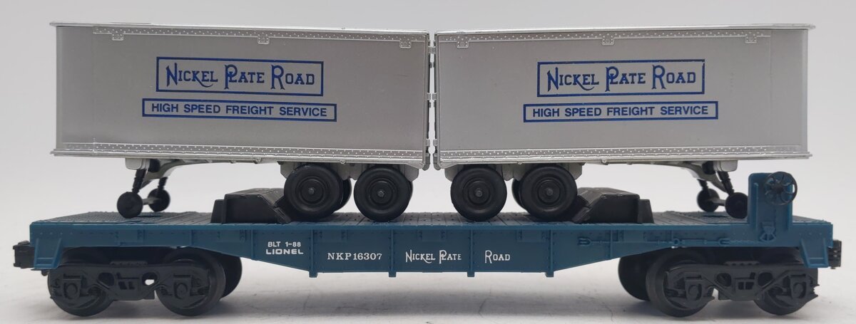 Lionel 6-16307 O Gauge Nickel Plate Road Flatcar with Trailers EX/Box