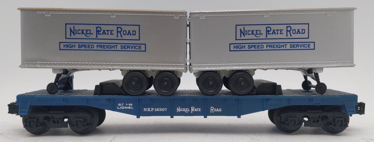 Lionel 6-16307 O Gauge Nickel Plate Road Flatcar with Trailers EX/Box