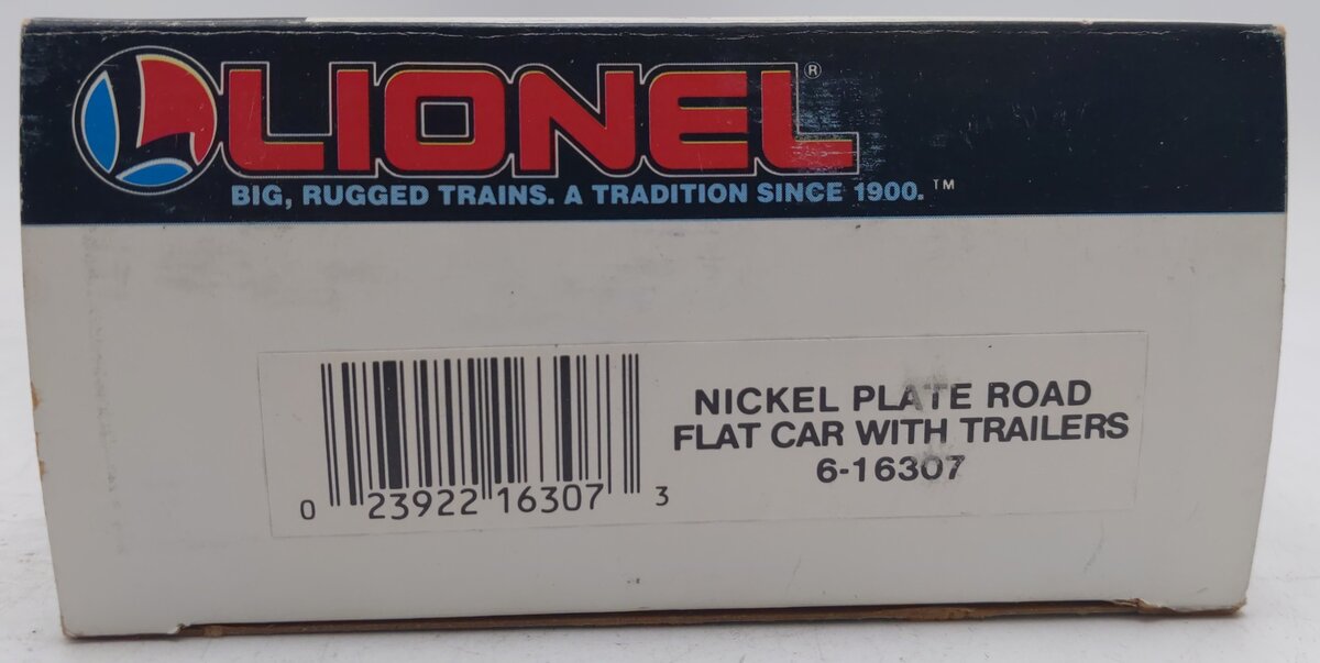 Lionel 6-16307 O Gauge Nickel Plate Road Flatcar with Trailers EX/Box