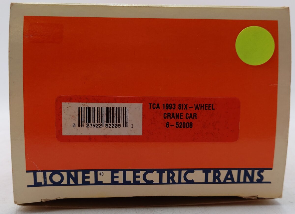 Lionel 6-52008 O Gauge Lionel Lines 6-Wheel Crane Car TCA 1993 EX/Box