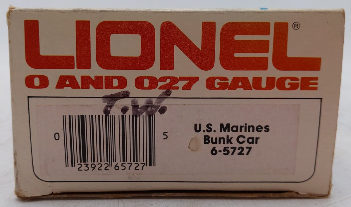 Lionel 6-5727 O Gauge US Marines Bunk Car EX/Box