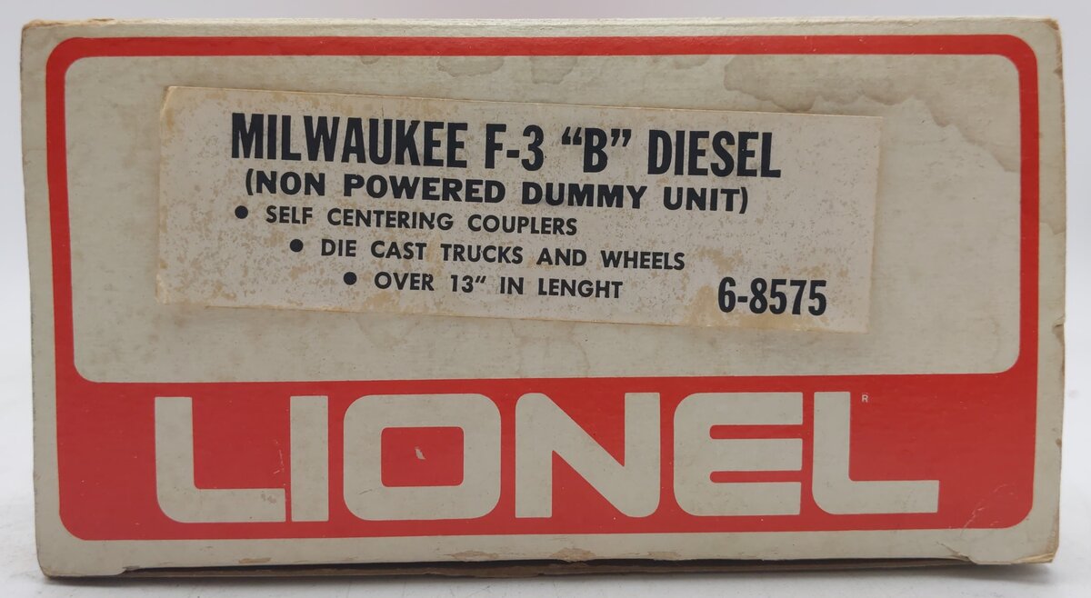 Lionel 6-8575 O Milwaukee Road Non-Powered B Unit Diesel Locomotive VG/Box