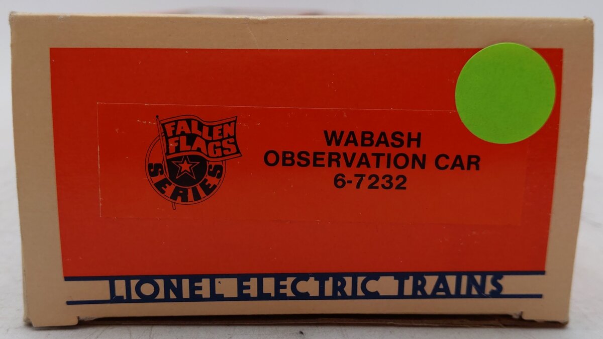 Lionel 6-7232 O Gauge Wabash "City of Wabash" Observation Car #7232 (FF #1) EX/Box