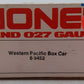 Lionel 6-9452 O Gauge Western Pacific Boxcar #9452 EX/Box