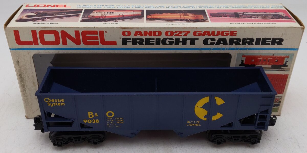 Lionel 6-9038 O Gauge Chessie Short 2-Bay Hopper Car #9038 EX/Box