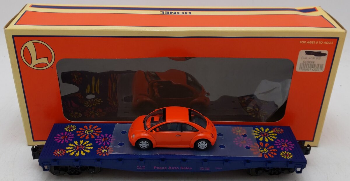 Lionel 6-19444 O Gauge Peace Auto Sales Flatcar with Volkswagen Bug EX/Box
