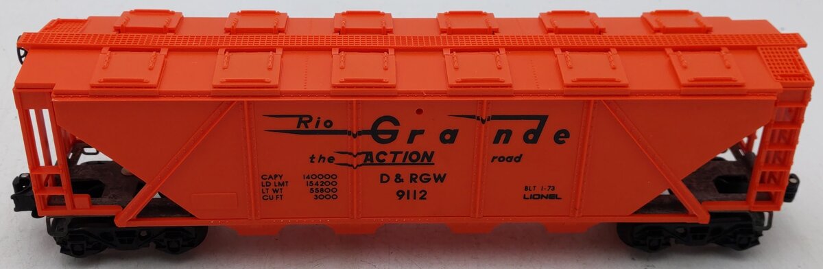 Lionel 6-9112 O Gauge Denver & Rio Grande Western Covered Long Hopper EX/Box