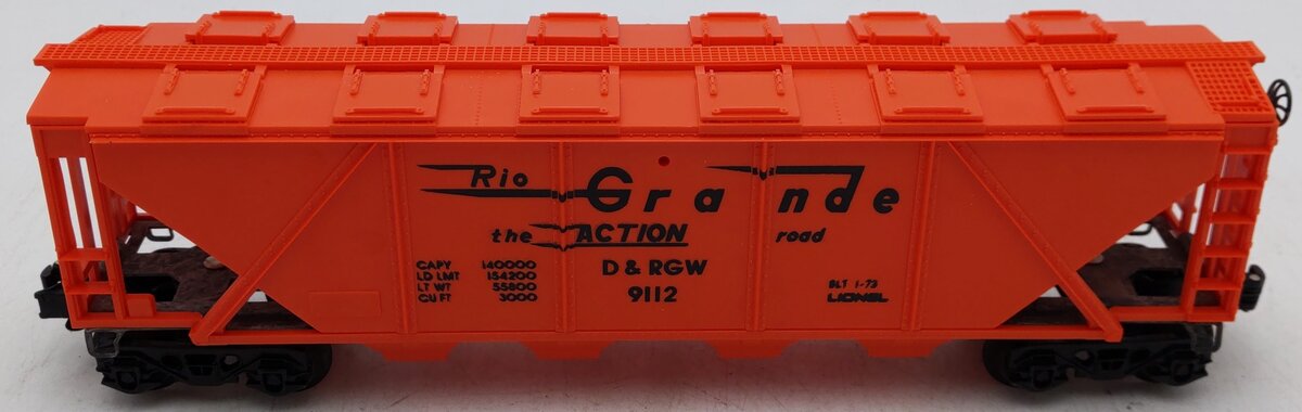 Lionel 6-9112 O Gauge Denver & Rio Grande Western Covered Long Hopper EX/Box