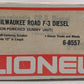 Lionel 6-8557 O Milwaukee Road F3 A Non-Powered Diesel Locomotive #8557 EX/Box