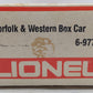 Lionel 6-9771 O Gauge Norfolk and Western Boxcar VG/Box