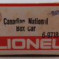 Lionel 6-9718 O Canadian National Box Car #9718 EX/Box