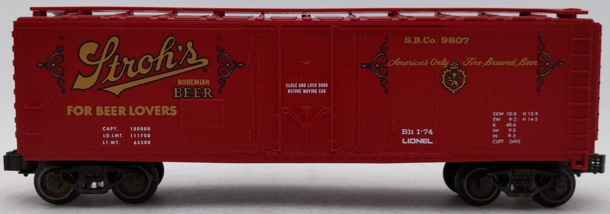 Lionel 6-9807 O Gauge Stroh‘s Bohemian Beer Reefer Car #9807 EX/Box