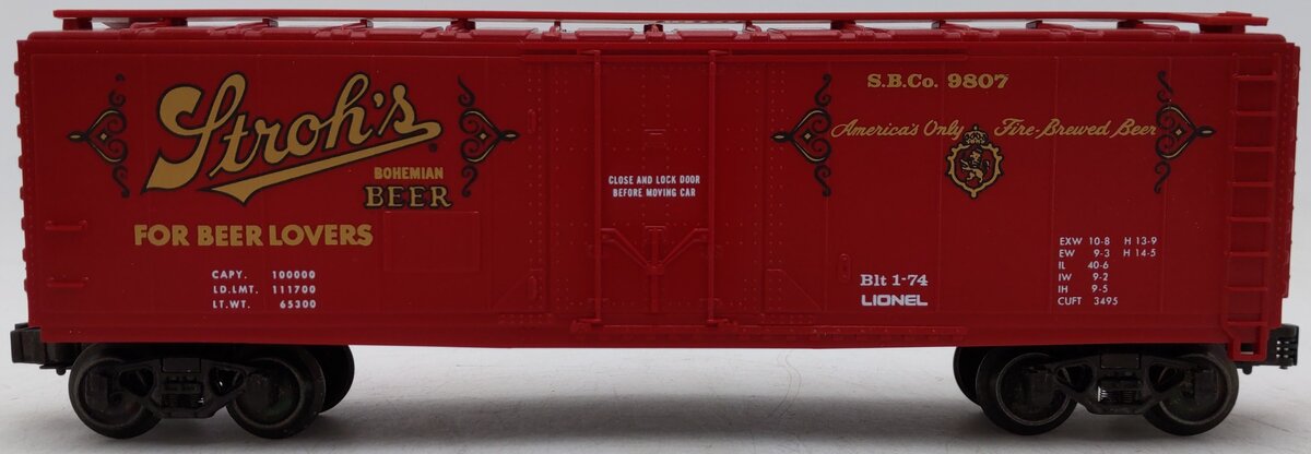 Lionel 6-9807 O Gauge Stroh‘s Bohemian Beer Reefer Car #9807 EX/Box