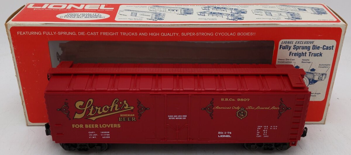 Lionel 6-9807 O Gauge Stroh‘s Bohemian Beer Reefer Car #9807 EX/Box
