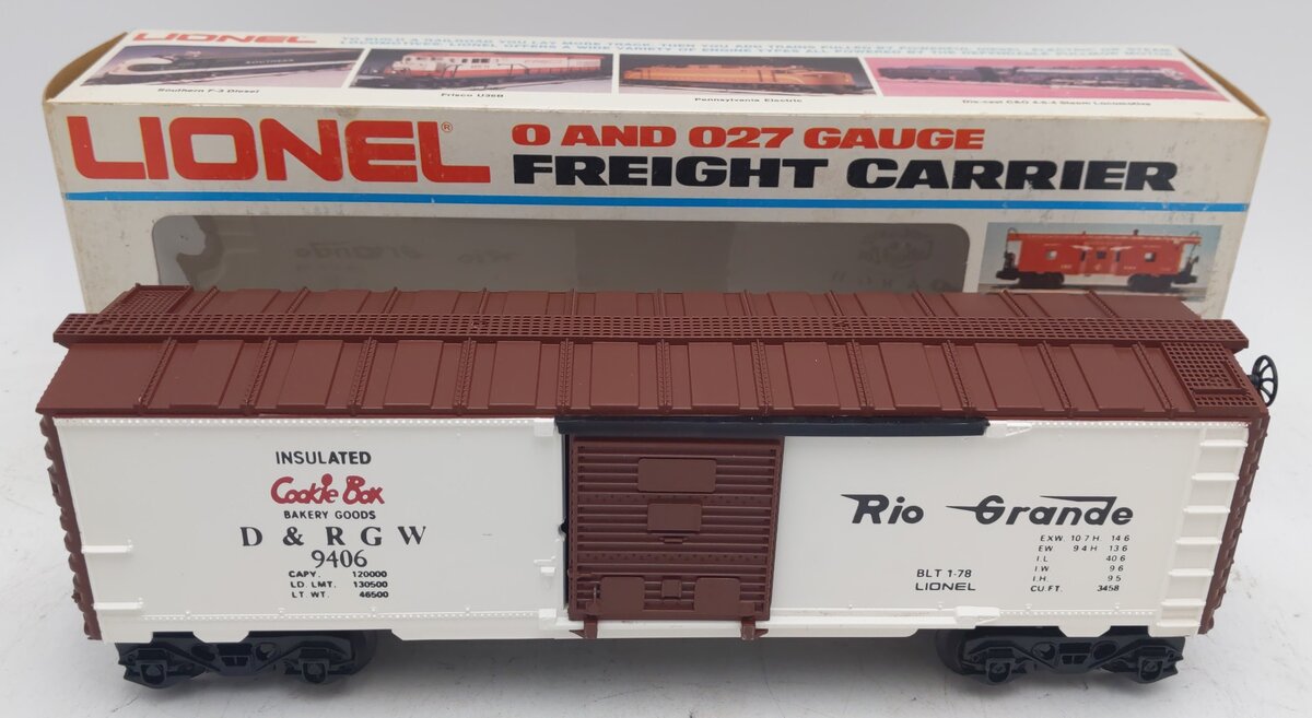 Lionel 6-9406 O Gauge Denver and Rio Grande West Cookie Boxcar LN/Box