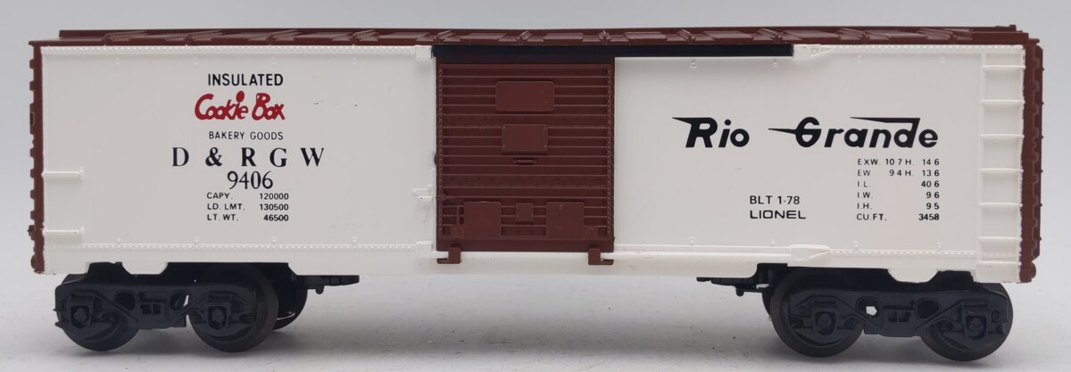Lionel 6-9406 O Gauge Denver and Rio Grande West Cookie Boxcar LN/Box