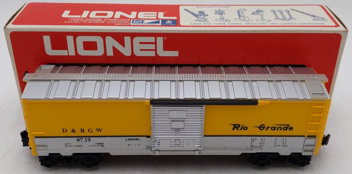 Lionel 6-9739 O Gauge Denver and Rio Grande Western Boxcar EX/Box