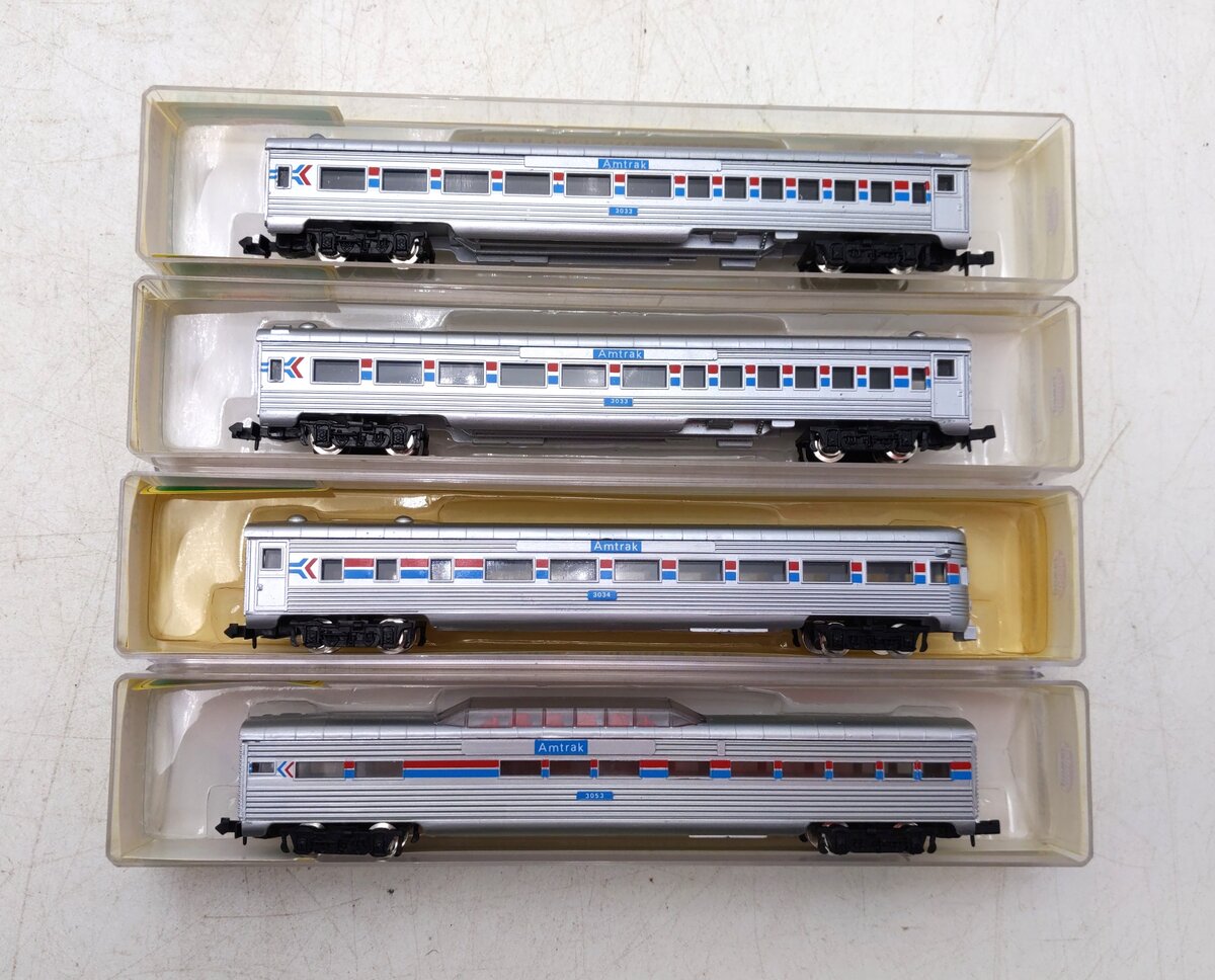Model Power 3033-4 N Scale Amtrak Streamline Passenger Car Set (Set of 4) NIB